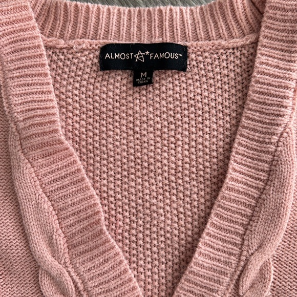 Almost Famous Pink Cable Knit Cardigan - Picture 3 of 5
